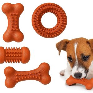 Durable Rubber Dog Chew Toys Natural Rubber Teeth Cleaning Toy For Small Medium Aggressive Chewers Interactive Play