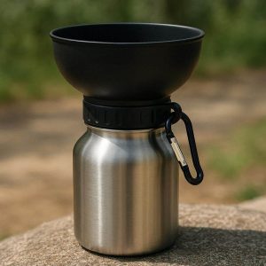 Stainless Steel Dog Water Bottle Insulated Pet Travel Drinking Flask With Large Cup Lid For Outdoor Hiking Camping