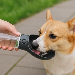 Squeeze Dog Water Bottle Auto Pump Pet Travel Drinking Cup With Top Bowl For One Hand Walking Hydration