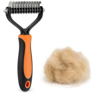 Undercoat Dematting Rake For Dogs Cats Double Sided Shedding Grooming Brush For Removing Matted Fur Heavy Duty Pets