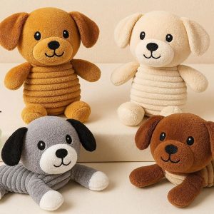 Cute Plush Dog Squeaky Toys Soft Stuffed Crinkle Paper Interactive Pet Toys For Small Medium Dogs Boredom Relief