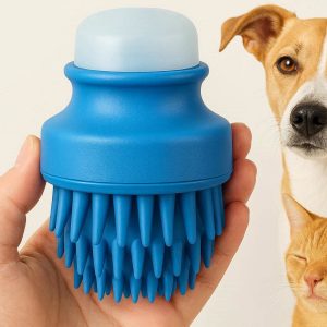 Silicone Pet Bath Brush Shampoo Dispenser Massager Grooming Brush For Dogs Cats Short Haired Fur Cleaning Washing Tool